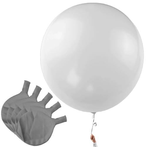 Ovanda XXL Silberner Luftballon, 5 x Durchmesser 60 cm Latex Große Riesenballons Heliumgeeignet, Metallic Luftballon Silber für Hochzeit, Partydeko, Gender Reveal, Party Deko Ovanda XXL Silberner Luftballon, 5 x Durchmesser 60 cm Latex Große Riesenballons Heliumgeeignet, Metallic Luftballon Silber für Hochzeit, Partydeko, Gender Reveal, Party Deko von Ovanda