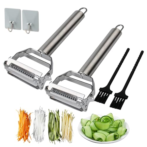 Weusenstyle Multifunktions-GemüSeschäLer Aus Edelstahl, Verbesserter 2-In-1 Multifunktions GemüSeschäLer, Einfaches SchäLen Und Zerkleinern, Geeignet FüR Alle Arten Von GemüSe Und Obst (2) von Oveallgo