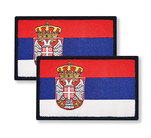 Overdecor Serbien Serbien Serbien Flagge Patch Taktische Militär Patches - Klettverschluss 2 Pack von Overdecor