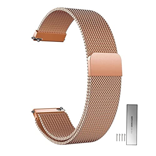 Edelstahl Mesh Uhrenarmband Für Herren Und Damen Metall Magnetverschluss Smartwatch Ersatz Armband 14mm 16mm 18mm 20mm 22mm 24mm Schnellverschluss Watch Strap Band ( Color : Rose Gold , Size : 22mm ) von Overhil1s