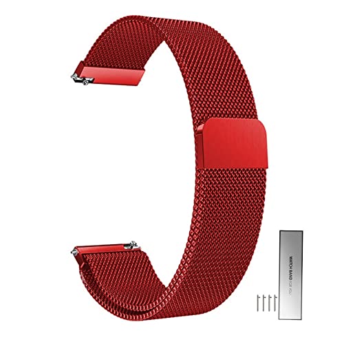 Edelstahl Mesh Uhrenarmband Für Herren Und Damen Metall Magnetverschluss Smartwatch Ersatz Armband 14mm 16mm 18mm 20mm 22mm 24mm Schnellverschluss Watch Strap Band ( Color : Rot , Size : 20mm ) von Overhil1s