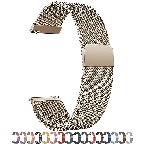 Edelstahl Mesh Uhrenarmband for Herren und Damen 12mm 14mm 16mm 18mm 20mm 22mm 24mm Verstellbare Magnetverschluss Metall Ersatz Schnellverschluss Uhrenarmband ( Color : Vintage gold , Size : 22mm ) von Overhil1s