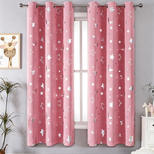 2-Teilige Sternenvorhänge Für Schlafzimmer, Verdunkelungsvorhänge Mit ösen Für Wohnzimmer, Schlafzimmer, Wohnzimmer, Kinderzimmer, Stark Lichtundurchlässige Wohnzimmervorhänge (Rosa, B52 × L63) 2-Teilige Sternenvorhänge Für Schlafzimmer, Verdunkelungsvorhänge Mit ösen Für Wohnzimmer, Schlafzimmer, Wohnzimmer, Kinderzimmer, Stark Lichtundurchlässige Wohnzimmervorhänge (Rosa, B52 × L63) von Overpassing