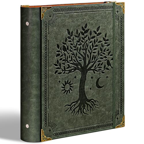 Ovesmusl Leder-Ringbuch mit 3 Ringen, passend für 21,6 x 27,9 cm großes Briefpapier, 5,1 cm runder Ringordner für 500 Blatt, Notizblock-Papiereinband, lose Blätter, grüner Baum Ovesmusl Leder-Ringbuch mit 3 Ringen, passend für 21,6 x 27,9 cm großes Briefpapier, 5,1 cm runder Ringordner für 500 Blatt, Notizblock-Papiereinband, lose Blätter, grüner Baum von Ovesmusl