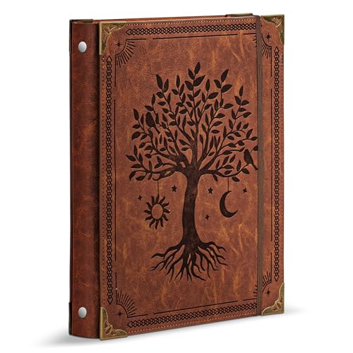 Ovesmusl Leder-Ringbuch mit 3 Ringen, passend für 21,6 x 27,9 cm großes Papier, 2,5 cm runder Ringordner für 200 Blatt, Notizblock-Papiereinband, lose Blätter, brauner Baum Ovesmusl Leder-Ringbuch mit 3 Ringen, passend für 21,6 x 27,9 cm großes Papier, 2,5 cm runder Ringordner für 200 Blatt, Notizblock-Papiereinband, lose Blätter, brauner Baum von Ovesmusl