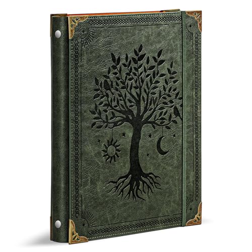 Ovesmusl Leder-Ringbuch mit 3 Ringen, passend für 21,6 x 27,9 cm großes Papier, 2,5 cm runder Ringordner für 200 Blatt, Notizbucheinband, lose Blätter, grüner Baum Ovesmusl Leder-Ringbuch mit 3 Ringen, passend für 21,6 x 27,9 cm großes Papier, 2,5 cm runder Ringordner für 200 Blatt, Notizbucheinband, lose Blätter, grüner Baum von Ovesmusl