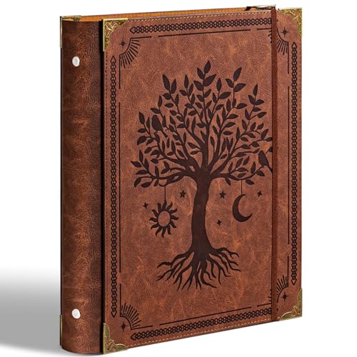 Ovesmusl Leder-Ringbuch mit 3 Ringen, passend für 21,6 x 27,9 cm großes Papier, 3,8 cm runder Ringordner für 350 Blatt, Notizblock-Papiereinband, lose Blätter, brauner Baum Ovesmusl Leder-Ringbuch mit 3 Ringen, passend für 21,6 x 27,9 cm großes Papier, 3,8 cm runder Ringordner für 350 Blatt, Notizblock-Papiereinband, lose Blätter, brauner Baum von Ovesmusl