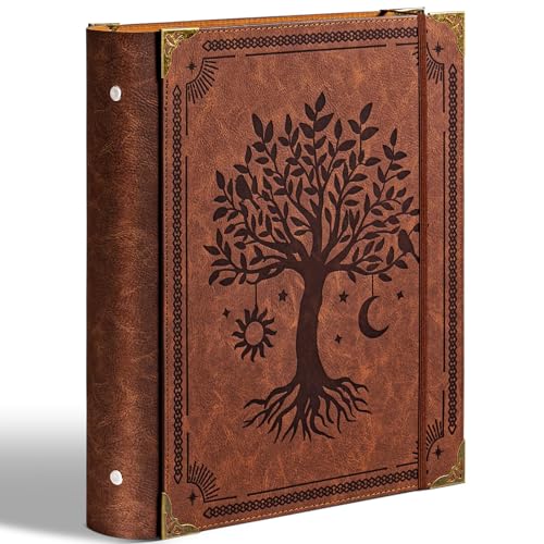 Ovesmusl Leder-Ringbuch mit 3 Ringen, passend für 21,6 x 27,9 cm großes Papier, 5,1 cm runder Ringordner für 500 Blatt, Notizblock-Papiereinband, lose Blätter, brauner Baum Ovesmusl Leder-Ringbuch mit 3 Ringen, passend für 21,6 x 27,9 cm großes Papier, 5,1 cm runder Ringordner für 500 Blatt, Notizblock-Papiereinband, lose Blätter, brauner Baum von Ovesmusl