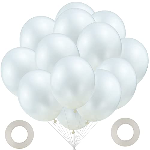 Ballons Weiss, Ballons Weiß, 100 Stück 12 Zoll Weiße Luftballons Hochzeit, Latex Weiße Ballons, Luftballon Girlande Weiß für Geburtstag Hochzeit Karneval Partydekoration von Ovtai