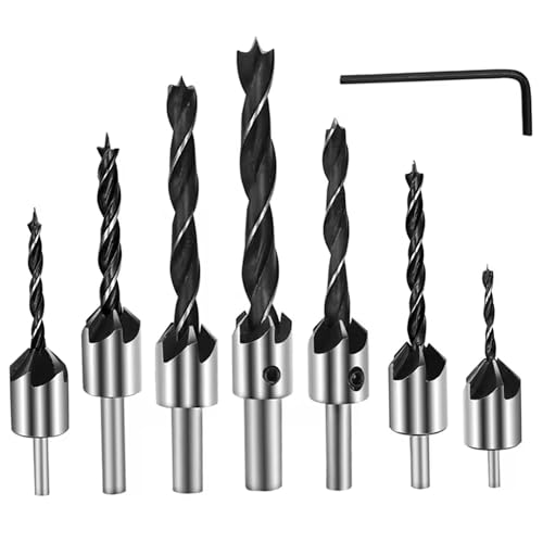 Countersink-Bohrer-Bit-Set, mit hohem Kohlenstoffstahl mit hohem Kohlenstoffstahl-Counterversinken-Bohrer 3 4 5 6 7 8 10 mm mit L-Formschlüssel, für Holzbretter oder Holzböden Set Countersink-Bohrer-Bit-Set, mit hohem Kohlenstoffstahl mit hohem Kohlenstoffstahl-Counterversinken-Bohrer 3 4 5 6 7 8 10 mm mit L-Formschlüssel, für Holzbretter oder Holzböden Set von Owddddtnxc