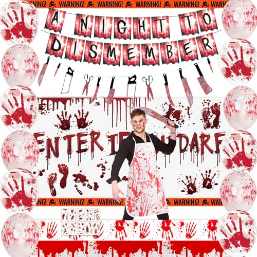 Owelleny Blutige gruselige Halloween-Party-Dekorationen, Horror-Thema, Happy Halloween-Partyzubehör für drinnen und draußen, Blutspritzer, Banner, Hintergrund, Girlande, Luftballons, Tischdecke, Tapes Owelleny Blutige gruselige Halloween-Party-Dekorationen, Horror-Thema, Happy Halloween-Partyzubehör für drinnen und draußen, Blutspritzer, Banner, Hintergrund, Girlande, Luftballons, Tischdecke, Tapes von Owelleny