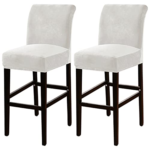 OwkHome 2er-Pack Barhocker-Schonbezüge Aus Samt, Plüschstoff Mit Sicherem Sitz(White) von OwkHome