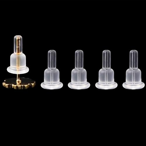 Comfort TPE Silikon-Ohrring-Verschlüsse, undurchdringlich, lang, weich, transparent, hypoallergen, Ersatz-Stopper für Ohrstecker, Reifen, Fischhaken-Ohrringe, 50 Stück von OwlkOrmy