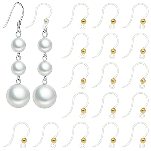 OwlkOrmy Sichere, hypoallergene Kunststoff-Ohrringhaken, Ohrdraht, Anti-Allergie-Haken, Ohrring-Erkenntnisse, DIY-Schmuckherstellung für empfindliche Ohren (Gold) von OwlkOrmy