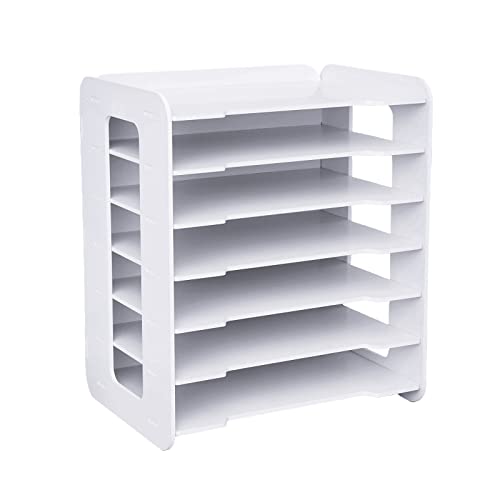 Briefablage 7 Ebenen Büro Papier Organizer Büro Schreibtisch Organizer Dokumentenhalter Aktenablage Zeitschriftenhalter Briefablage Papier Magazin Organisator,Weiß von Owneed