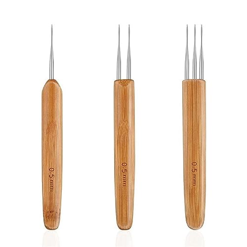 3 Stück 0,5 mm Dreadlock Häkelnadel Bambus Nadel Weben Häkeln, Dreadlock-Haken für Haare, Häkelnadel-Set mit Bambusgriffen, Ideal für Dreadlocks, Zöpfe, Perücken und mehr, 1 Haken,2 Haken,3 Haken 3 Stück 0,5 mm Dreadlock Häkelnadel Bambus Nadel Weben Häkeln, Dreadlock-Haken für Haare, Häkelnadel-Set mit Bambusgriffen, Ideal für Dreadlocks, Zöpfe, Perücken und mehr, 1 Haken,2 Haken,3 Haken von Ownkim