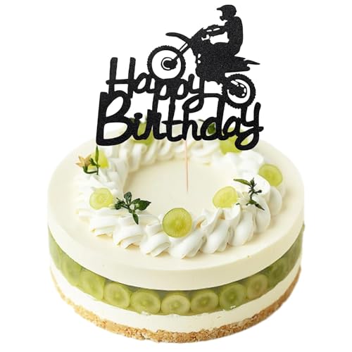 Motorrad Tortendeko, Motorrad Kuchen Topper für Männer Geburtstag - Hochwertige Cake Dekoration aus Lebensmittelechtem Material - Einfach zu Befestigen - Geschenk für Motorradliebhaber - Nicht Essbar von Ownkim