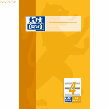 10 x Oxford Schulheft A5 9mm liniert Lineatur 4 32 Blatt gelb 10 x Oxford Schulheft A5 9mm liniert Lineatur 4 32 Blatt gelb von Oxford