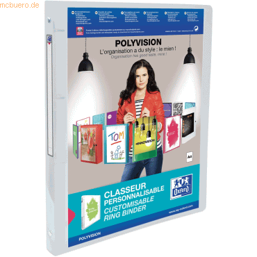 Oxford Ringbuch polyvision A4 4-Ring-Reißmechanik 16mm farblos von Oxford