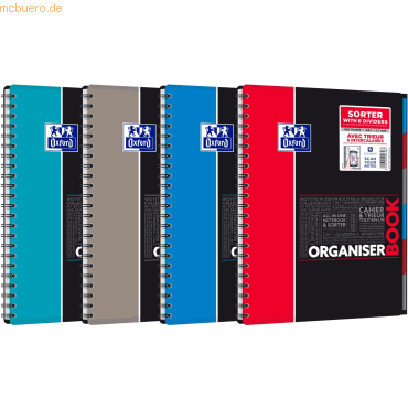 5 x Oxford Organiserbook Studium A4+ liniert 7mm 80 Blatt 90 g/qm Opti von Oxford