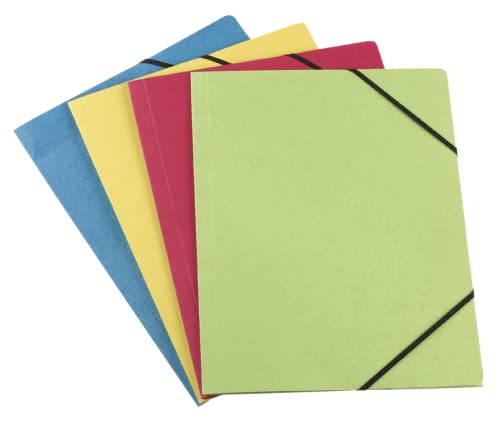 50 Mappen, 3 Klappen, neutral, A4, mit Gummizug, Umschlag aus recycelten Karten, verschiedene Farben von Oxford