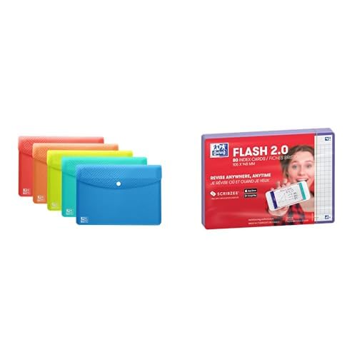 Bundle of Oxford Dokumentenasche A6, transparenter Kunststoff, 5 Farben, 5 Stück + Oxford FLASH 2.0 Karteikarten A6, Lernkarten, 105x148mm, kariert, violett, 80 Blatt Bundle of Oxford Dokumentenasche A6, transparenter Kunststoff, 5 Farben, 5 Stück + Oxford FLASH 2.0 Karteikarten A6, Lernkarten, 105x148mm, kariert, violett, 80 Blatt von Oxford