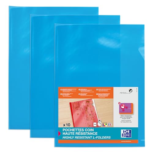 OXFORD 100 Stück Ecktaschen, hohe Widerstandsfähigkeit, A4, PVC, glatt, Dicke 15/100, Blau OXFORD 100 Stück Ecktaschen, hohe Widerstandsfähigkeit, A4, PVC, glatt, Dicke 15/100, Blau von Oxford