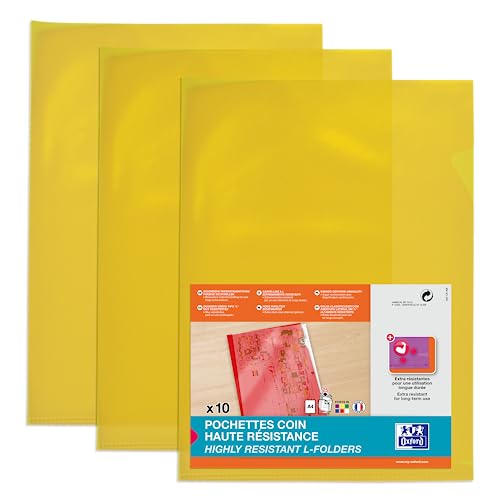 OXFORD 100 Stück Ecktaschen, hohe Widerstandsfähigkeit, A4, PVC, glatt, Dicke 15/100, Gelb OXFORD 100 Stück Ecktaschen, hohe Widerstandsfähigkeit, A4, PVC, glatt, Dicke 15/100, Gelb von Oxford