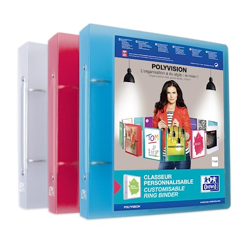 OXFORD 12 Stück Ordner Polyvision, 17 x 22 cm, Rücken 40 mm, 2 runde Ringe, Deckel aus Polypropylen, transparent, verschiedene Farben OXFORD 12 Stück Ordner Polyvision, 17 x 22 cm, Rücken 40 mm, 2 runde Ringe, Deckel aus Polypropylen, transparent, verschiedene Farben von Oxford