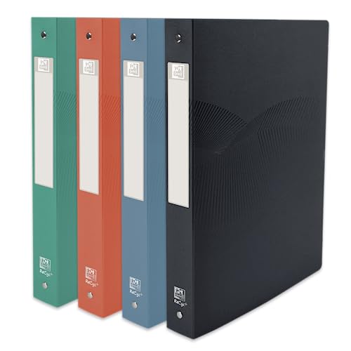 OXFORD 14 Stück Ordner Osmose Recyc Plus, A4, Rücken 40 mm, 4 runde Ringe, Deckblatt aus recyceltem Polypropylen, verschiedene Farben von Oxford
