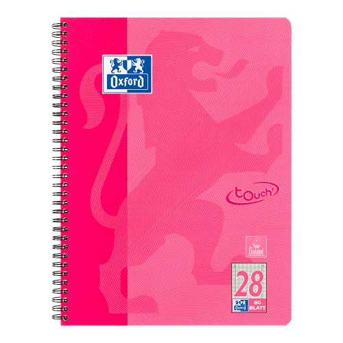 Oxford Touch Collegeblock A4 kariert, mit Doppelrand, 80 Blatt, pink von Oxford