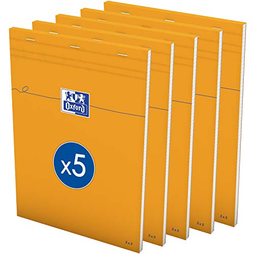OXFORD 5 Stück Notizblöcke, Orange, A4, kleine Karos, 5 mm, 80 Blatt, geheftet, Deckblatt beschichtet, Orange, A4 (21 x 29,7 cm) OXFORD 5 Stück Notizblöcke, Orange, A4, kleine Karos, 5 mm, 80 Blatt, geheftet, Deckblatt beschichtet, Orange, A4 (21 x 29,7 cm) von Oxford
