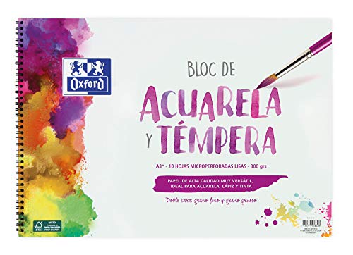 OXFORD Aquarellblock und Tempera, A3 + weicher Deckel, fester Einband, 10 Blatt, 300 g, glatt, spiralförmiger Block OXFORD Aquarellblock und Tempera, A3 + weicher Deckel, fester Einband, 10 Blatt, 300 g, glatt, spiralförmiger Block von Oxford