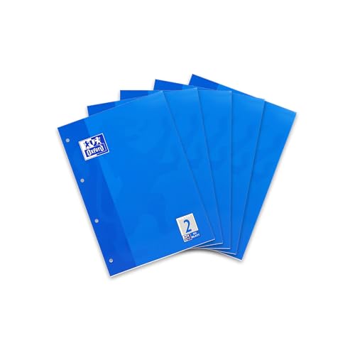 Oxford Arbeitsblätter-Block A4 liniert, Lineatur 2 (2. Klasse), 50 Blatt, blau, 5 Stück von Oxford