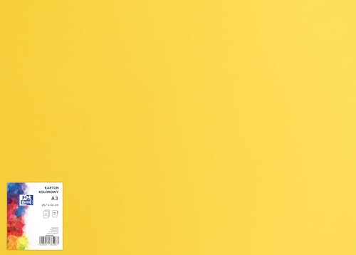 OXFORD Bastelkarton, DIN A3/ Buntes Bastelpapier/Tonpapier 160 g/m² /Bristolkarton/ 25 Blatt, Gelb. Geeignet zum Basteln, Drucken, Kopieren von Oxford
