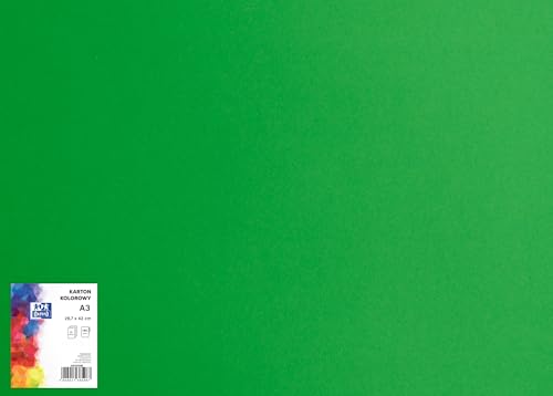 OXFORD Bastelkarton, DIN A3/ Buntes Bastelpapier/Tonpapier 160 g/m² /Bristolkarton/ 25 Blatt, Grün. Geeignet zum Basteln, Drucken, Kopieren von Oxford