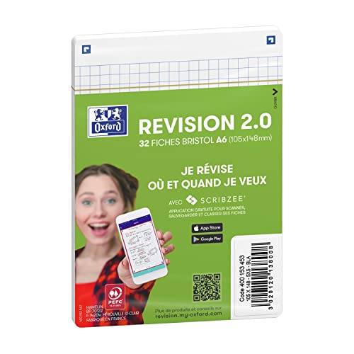OXFORD Bristol Revision 2.0 Karteikarten, unperforiert, 105 x 148 mm, A6, Q5/5, Weiß, 32 Stück OXFORD Bristol Revision 2.0 Karteikarten, unperforiert, 105 x 148 mm, A6, Q5/5, Weiß, 32 Stück von Oxford