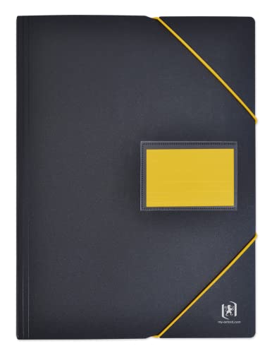 OXFORD Dokumentenmappe, A4, 200 Ansichten / 100 Hüllen, Einband aus Polypropylen, zweifarbig, Schwarz/Gelb von Oxford