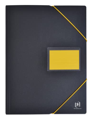 OXFORD Dokumentenmappe, A4, 200 Ansichten / 100 Hüllen, Einband aus Polypropylen, zweifarbig, Schwarz/Gelb von Oxford