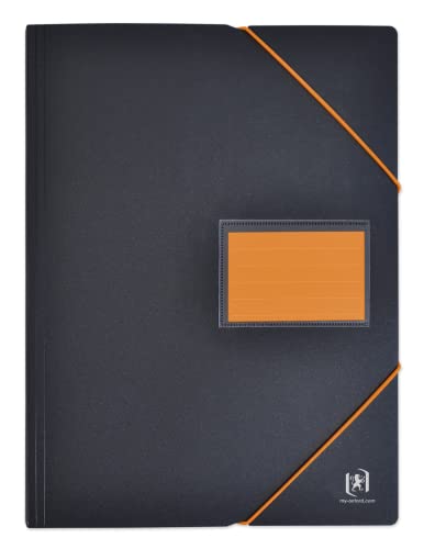 OXFORD Dokumentenmappe, A4, 200 Ansichten / 100 Hüllen, Einband aus Polypropylen, zweifarbig, Schwarz/Orange von Oxford