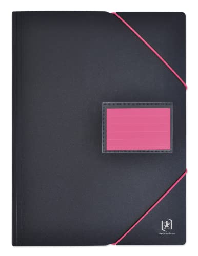 OXFORD Dokumentenmappe, A4, 200 Ansichten / 100 Hüllen, Einband aus Polypropylen, zweifarbig, Schwarz/Rosa von Oxford