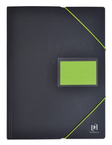 OXFORD Dokumentenmappen für Studenten, A4, 200 Ansichten, 100 Hüllen, Einband aus Polypropylen, zweifarbig, Schwarz/Grün, 10 Stück von Oxford