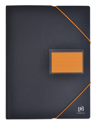 OXFORD Dokumentenmappen für Studenten, A4, 200 Ansichten, 100 Hüllen, Polypro-Einband, zweifarbig, Schwarz/Orange, 10 Stück von Oxford