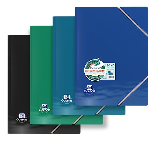 Oxford Sicht-Buch A4, Oceanis, Präsentations-Mappe mit 40 Hüllen, recycelter Kunststoff aus dem Meer, Zufallsfarbe, 1 Stück von Oxford