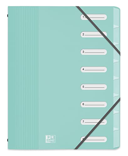 OXFORD School Life Ordnungsmappe, Standard, 8 Fächer, A4, Polypropylen-Einband, Pastellfarben, verschiedene Farben von Oxford
