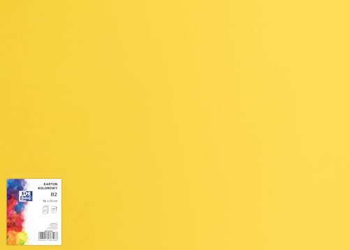 OXFORD Tonzeichenkarton 50 x 70 cm Bastelkarton, DIN B2, Tonkarton B2, Buntes Bastelpapier, für Arten von Handarbeiten, Tonpapier 225 g/m² Bristolkarton 25 Blatt, Gelb 25 Stück von Oxford