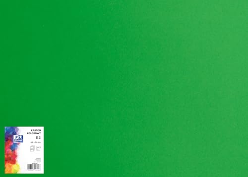 OXFORD Tonzeichenkarton 50 x 70 cm Bastelkarton, DIN B2, Tonkarton B2, Buntes Bastelpapier, für Arten von Handarbeiten, Tonpapier 225 g/m² Bristolkarton 25 Blatt, Grün 25 Stück von Oxford