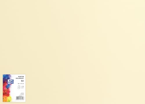OXFORD Tonzeichenkarton 50 x 70 cm Bastelkarton, DIN B2, Tonkarton B2, Buntes Bastelpapier, für Arten von Handarbeiten, Tonpapier 225 g/m² Bristolkarton 25 Blatt, cremig 25 Stück von Oxford