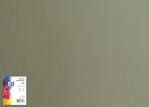 OXFORD Tonzeichenkarton 50 x 70 cm Bastelkarton, DIN B2, Tonkarton B2, Buntes Bastelpapier, für Arten von Handarbeiten, Tonpapier 225 g/m² Bristolkarton 25 Blatt, dunkelgrau 25 Stück von Oxford