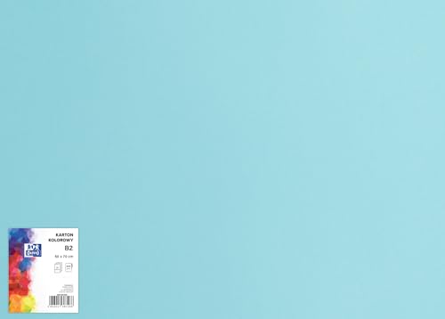 OXFORD Tonzeichenkarton 50 x 70 cm Bastelkarton, DIN B2, Tonkarton B2, Buntes Bastelpapier, für Arten von Handarbeiten, Tonpapier 225 g/m² Bristolkarton 25 Blatt, hellblau 25 Stück von Oxford